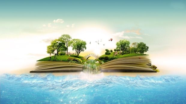 Book-Island-Waterfall-Art-HD-Wallpapers
